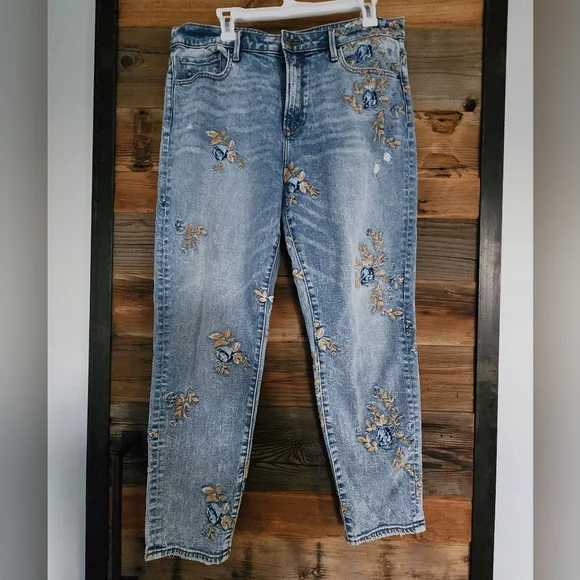 DRIFTWOOD Gizelle Light Blue Denim Floral Embroidered Jean NWOT Size 32 - Picture 2 of 5